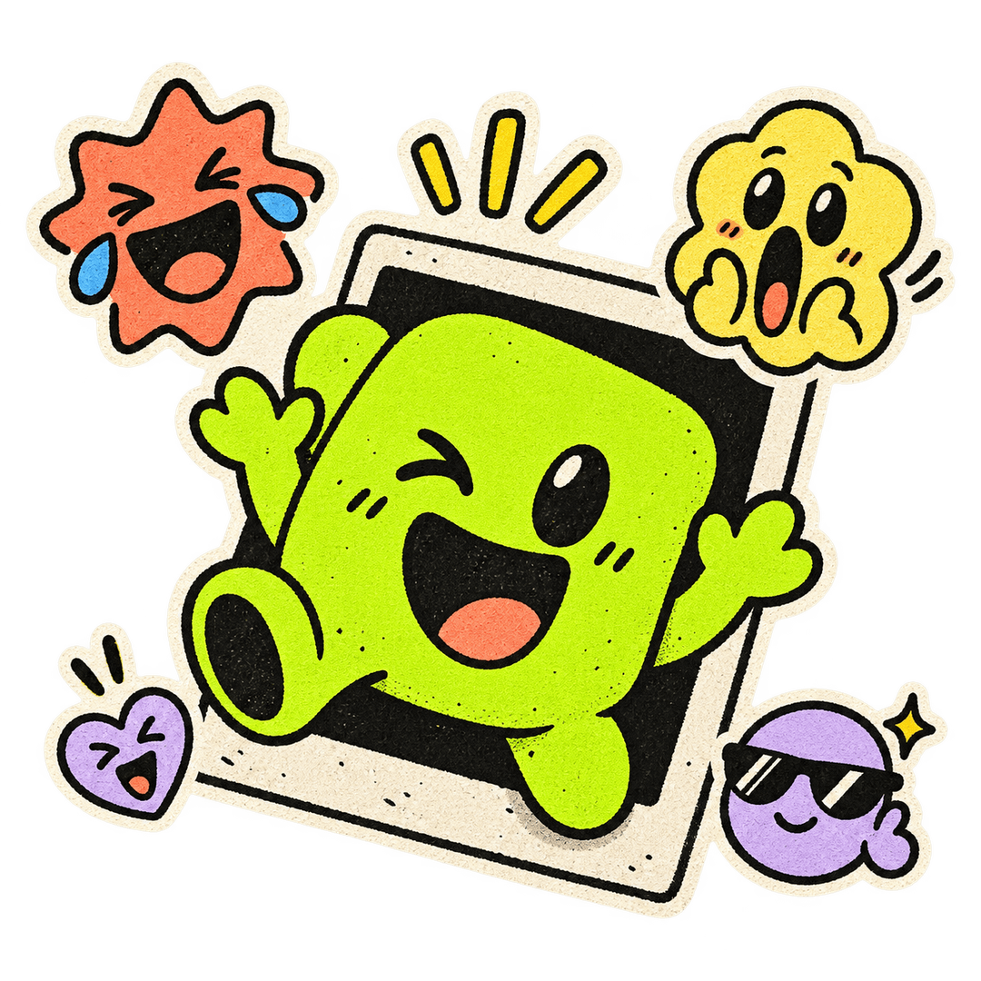 Our lime reaction mascot and a little crowd of big feelings
